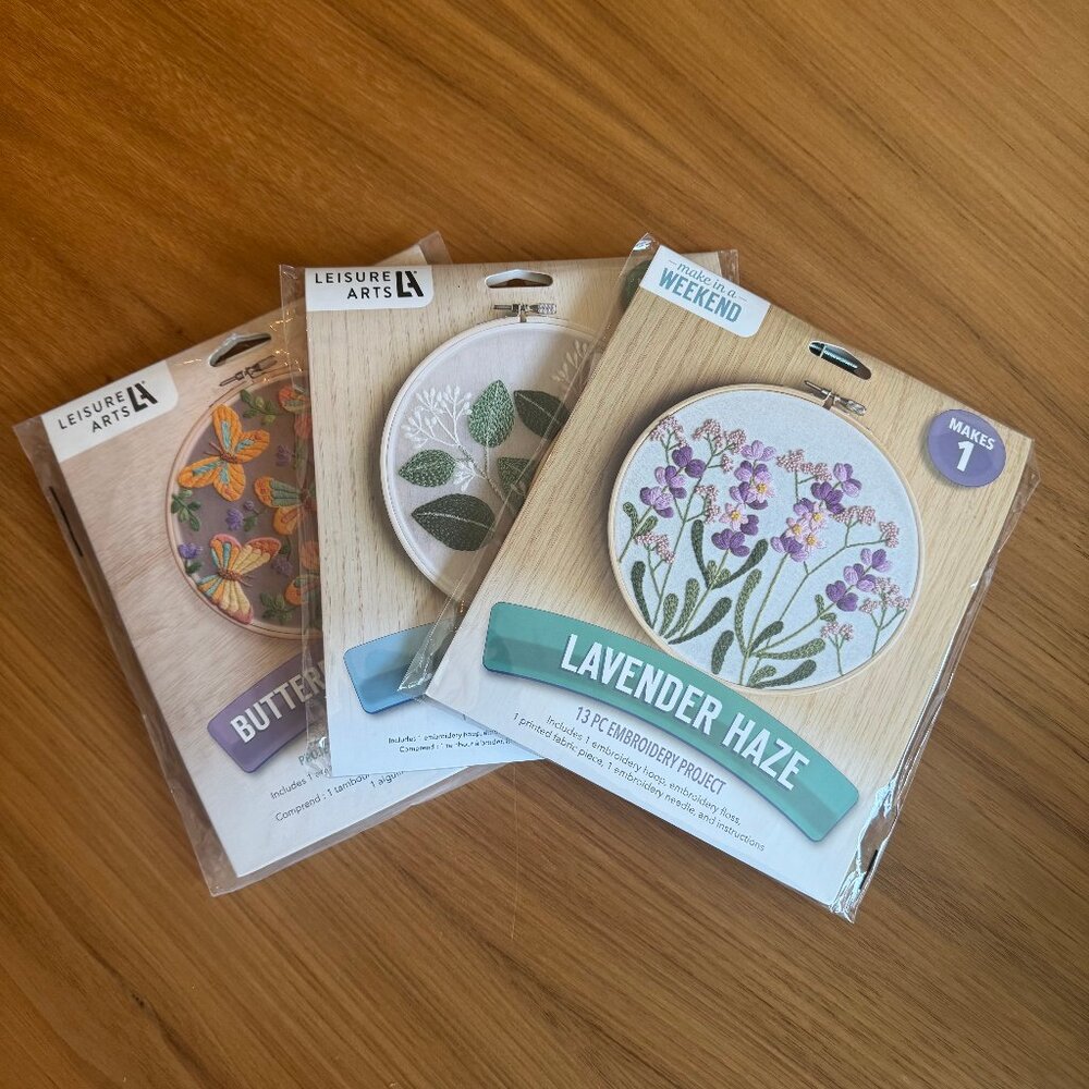 Leisure Arts Embroidery Kit Collection 6 inch 3pc.